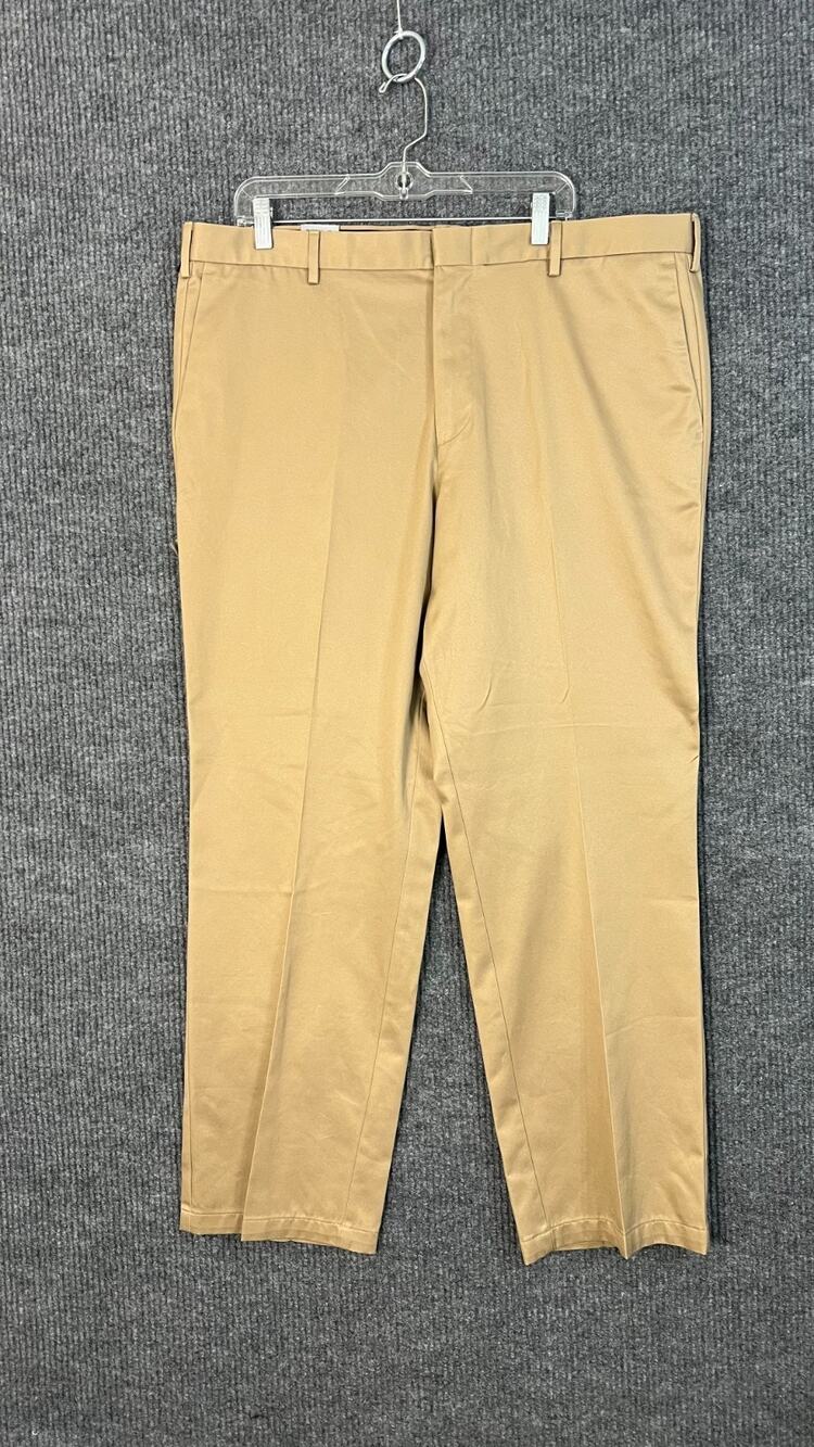Dockers Pants Mens 42 Brown Flat Front Classic Fit Anti Wrinkle Khaki Business